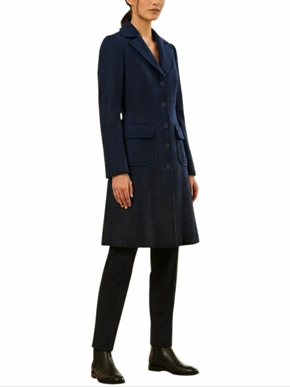 Philosophy di Alberta Ferretti Dark Blue Midnight Wool Blend Long Coat Size 2